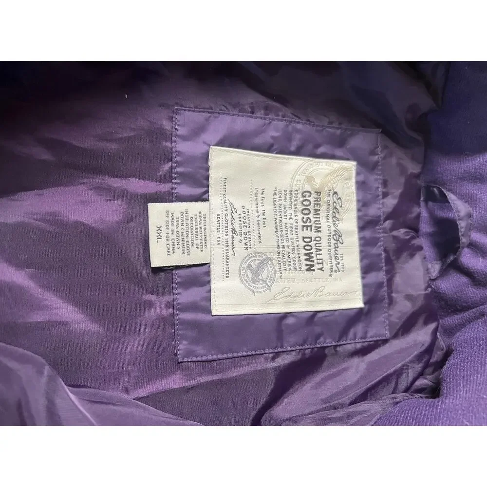 Eddie Bauer Jacket Womens XXL Purple Quilted Down Insulated Pockets Zip
